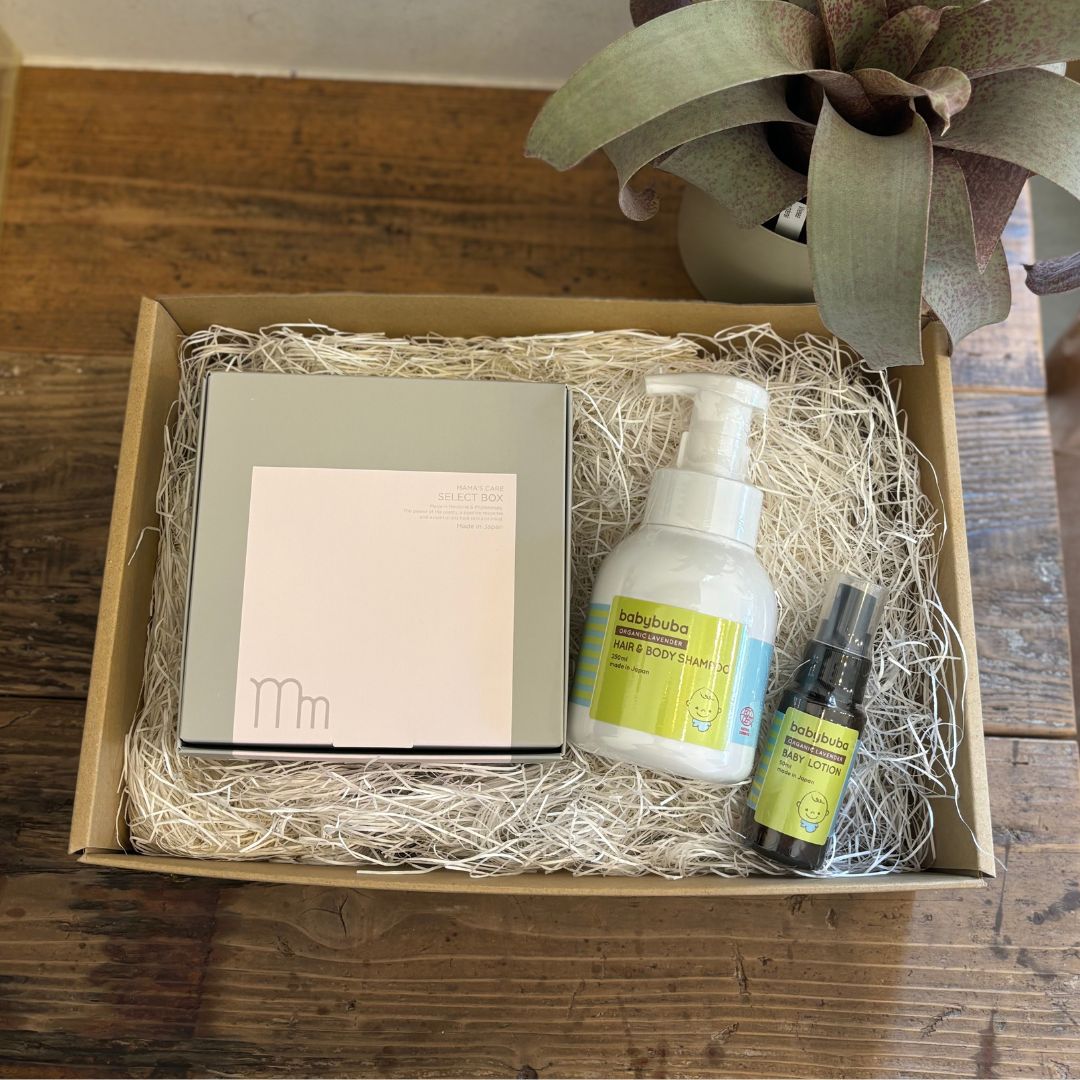 【ギフトラッピング付き】MAMA’S CARE セレクトボックス&babybubaシャンプー&ローション50mlセット