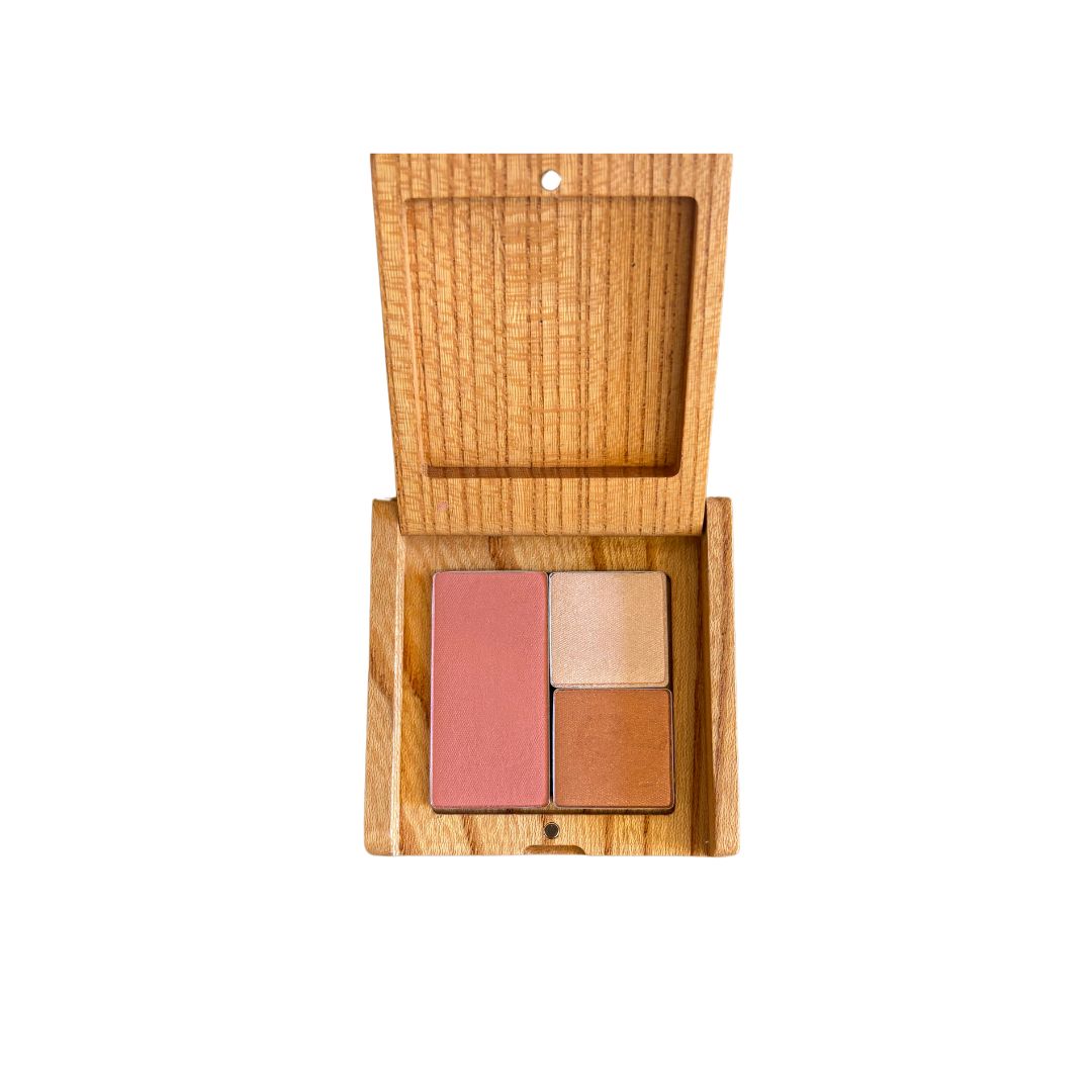 luamo アイカラー&チーク パレットケヤキ Bセット (コッパーオレンジ/サテンベージュ/ローズ)