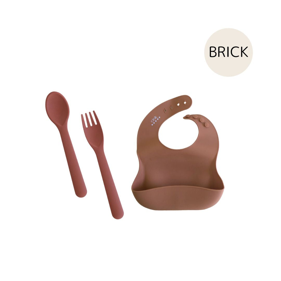 cink カトラリーセット&ビブ BRICK