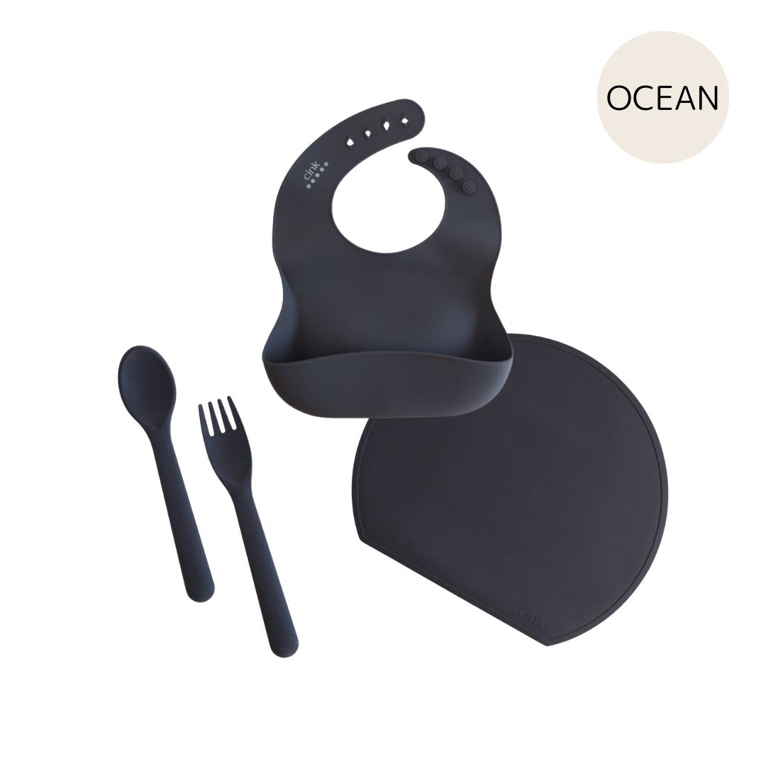cink ミールセット OCEAN (カトラリーセット/ビブ/シリコンマット)