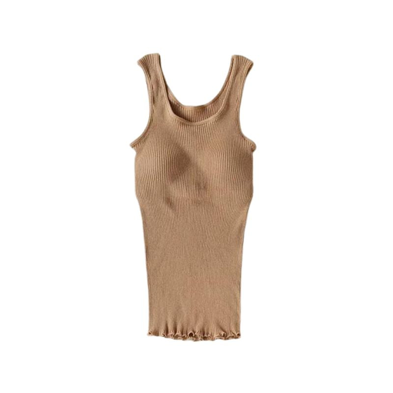 天衣無縫 リブカップ付きタンクトップ ブラウン