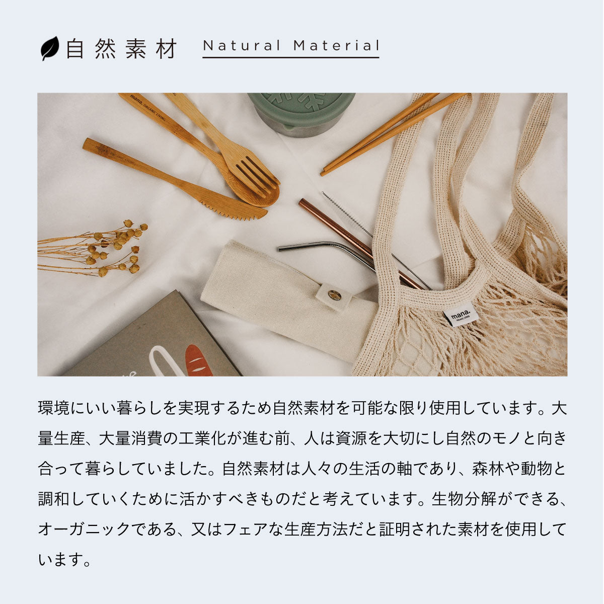 mana.ORGANIC LIVING 自然素材の綿棒 (100本入り)