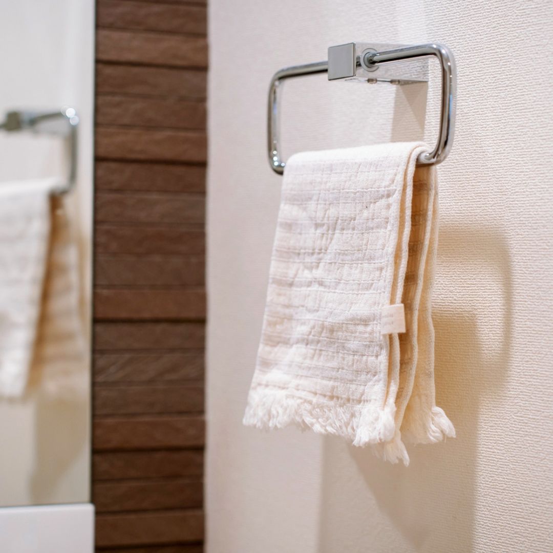 スラブガーゼボーダーウォッシュタオル(PUR)