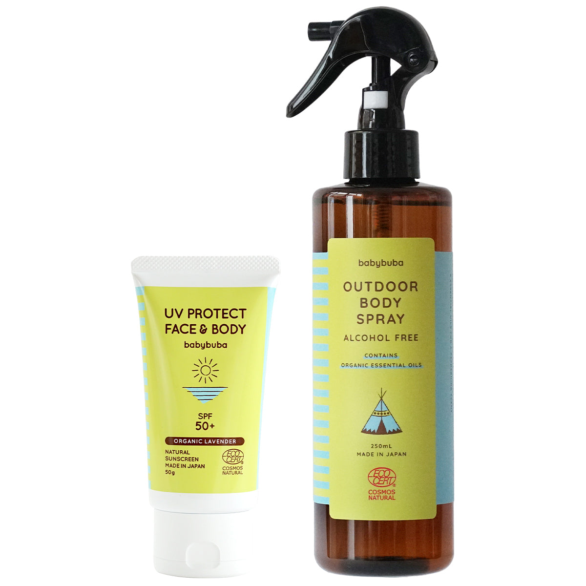 babybuba アウトドアスペシャルセット(アウトドアボディスプレー 250ml + UVプロテクト SPF50+)