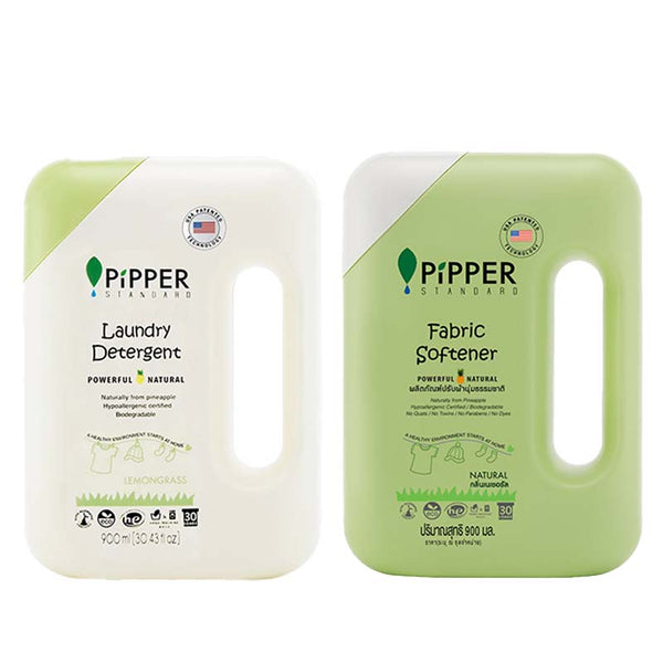 PiPPER STANDARD 衣類用洗剤&柔軟剤 ボトルセット (レモングラス/ナチュラル)