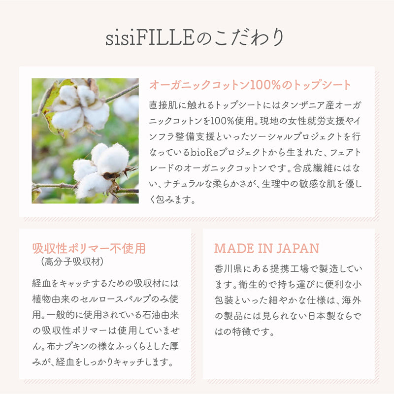 sisiFILLE 生理用ナプキン29cm羽つき　(特に多い日用)