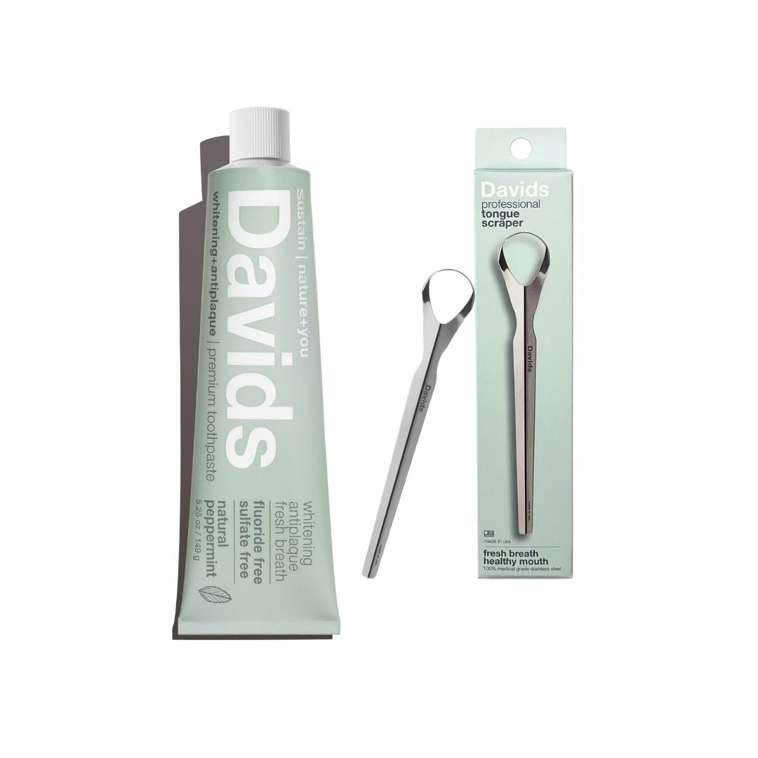 Davids ホワイトニングトゥースペースト ペパーミント & タンスクレーパーセット