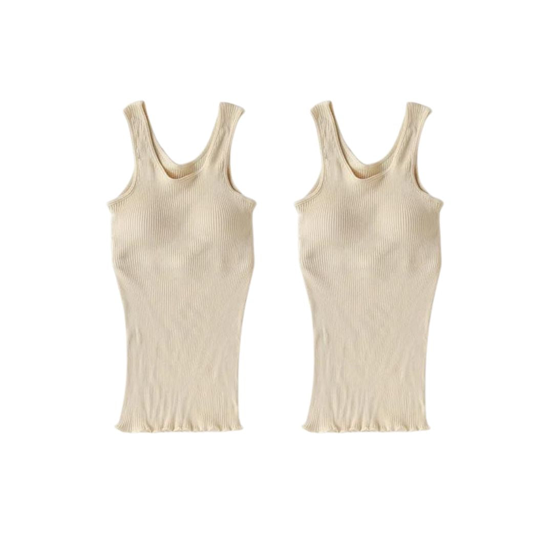 天衣無縫 リブカップ付きタンクトップ 2枚セット(オフホワイト)
