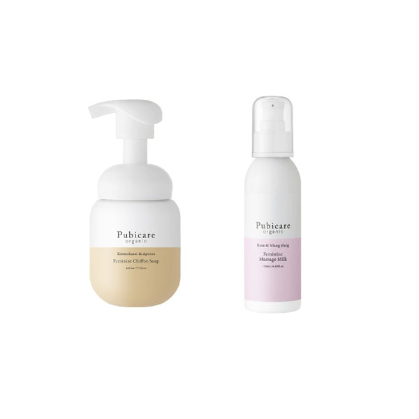 pubi care organic フェミニンソープ キンモクセイ＆アプリコット フェミニンマッサージミルク セット