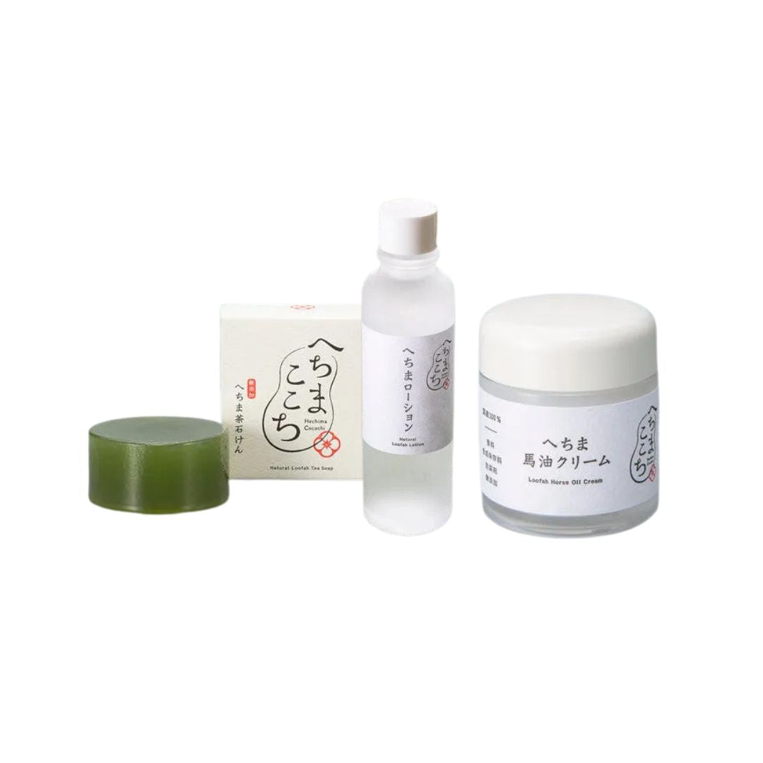 へちまここちスキンケアセット3点セット【A】/へちまローション/茶石けん/馬油