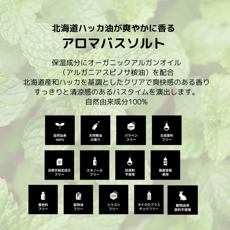 北海道ハッカ油 アロマバスソルト 40g