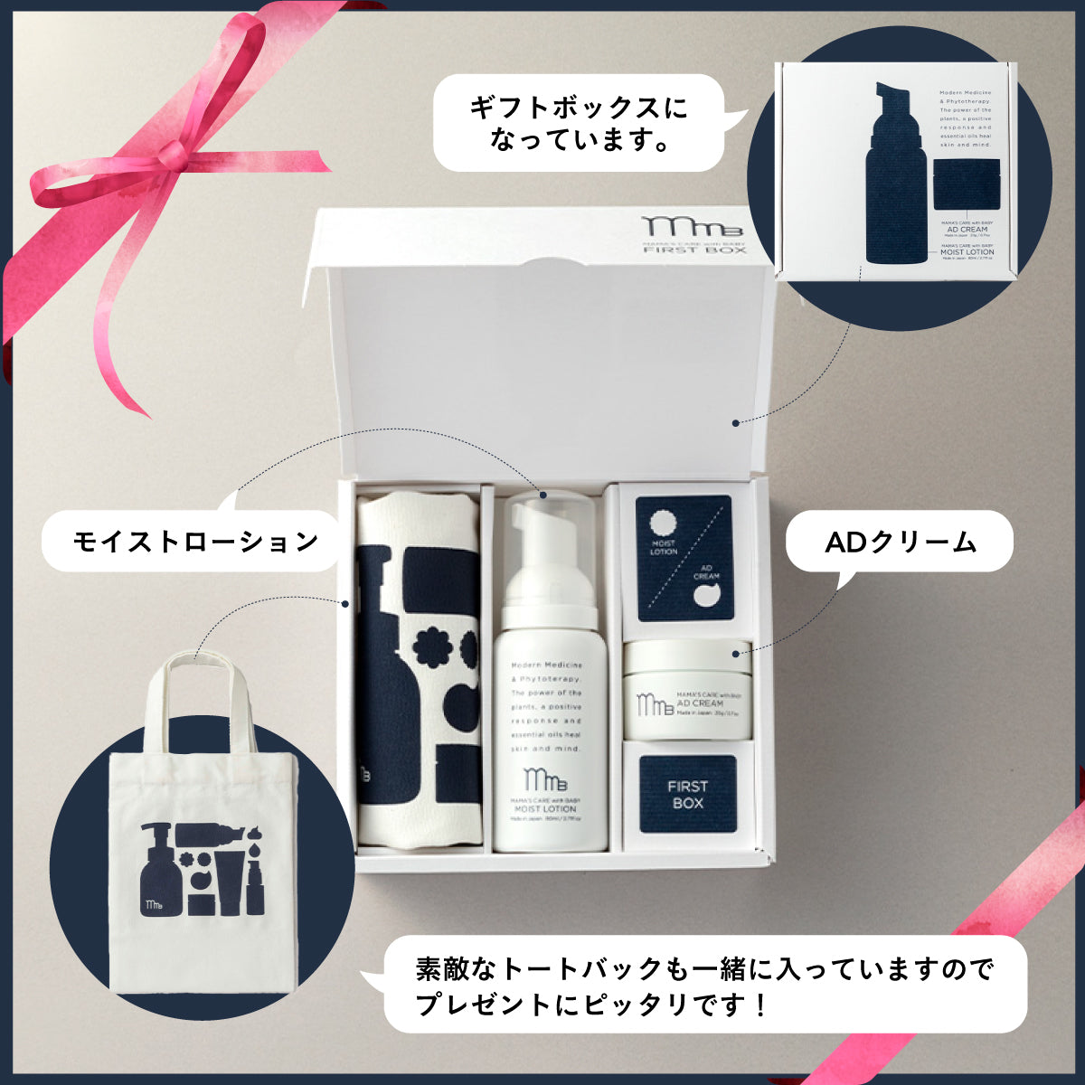 【ギフトラッピング付き】MAMA’S CARE スムージングオイル 30ml&ママズケアウィズベビーファーストボックスセット