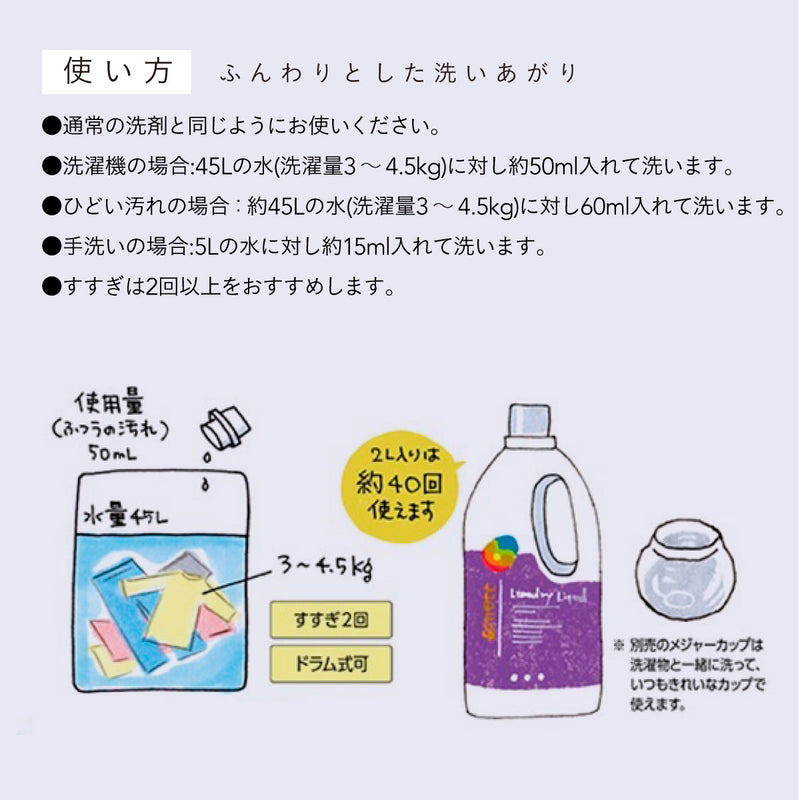 sonnet ウォッシュリキッド (衣類用洗剤) 2L & ランドリーリンス (柔軟仕上げ剤)  1L セット