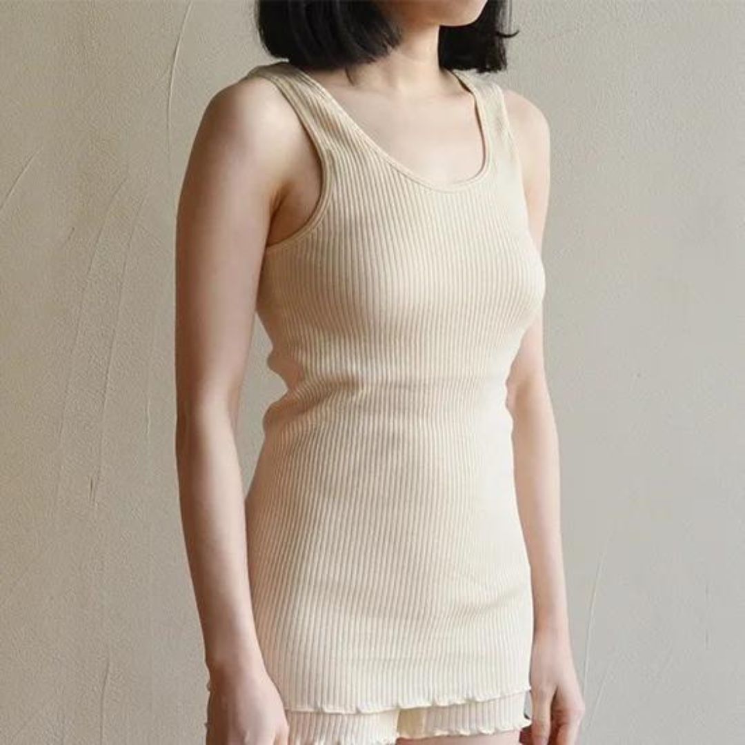 天衣無縫 リブカップ付きタンクトップ オフホワイト