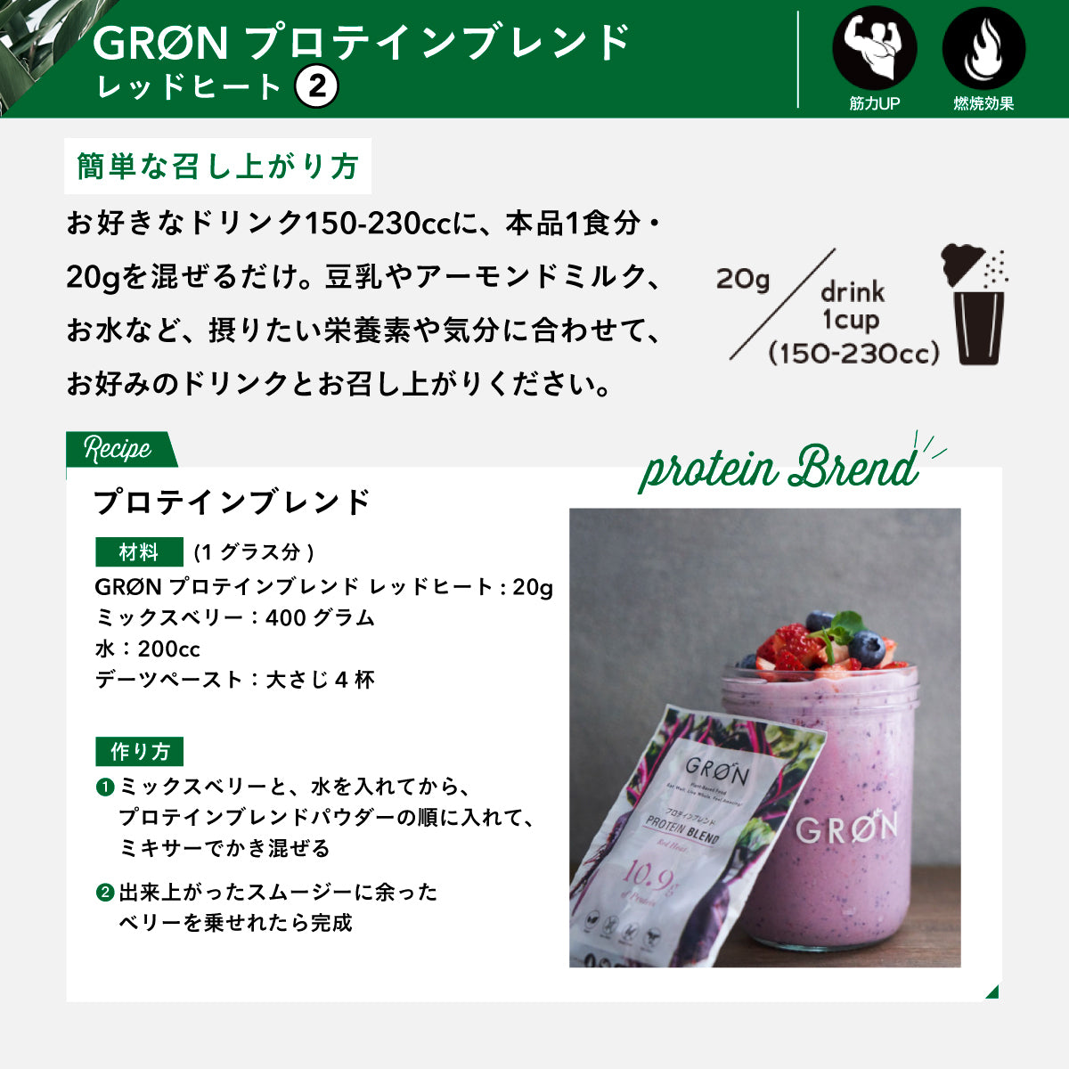 GRON プロテインブレンド (レッドヒート) 20g