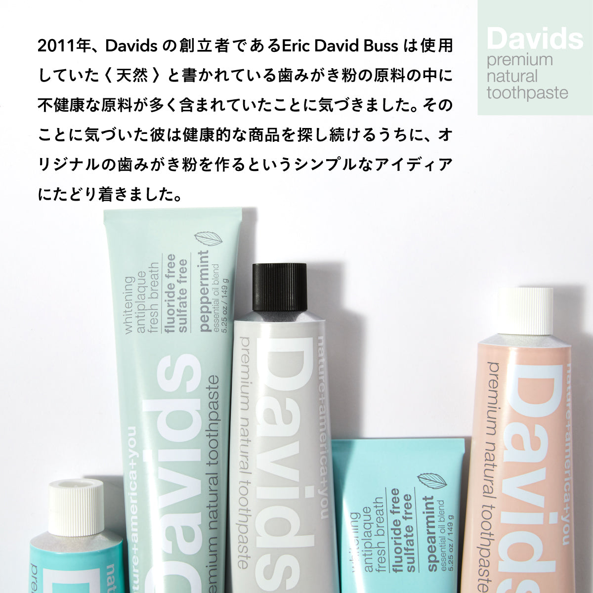 Davids ホワイトニングトゥースペースト ペパーミント & デンタルフロスセット