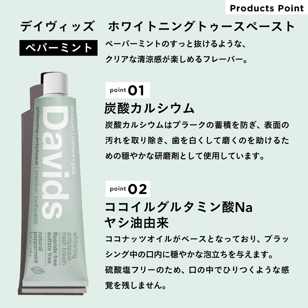 Davids ホワイトニングトゥースペースト ペパーミント149g