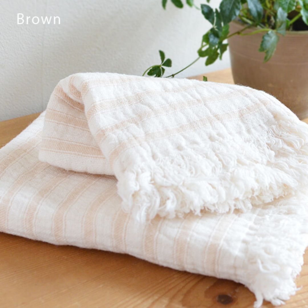 スラブガーゼボーダーウォッシュタオル（BR）