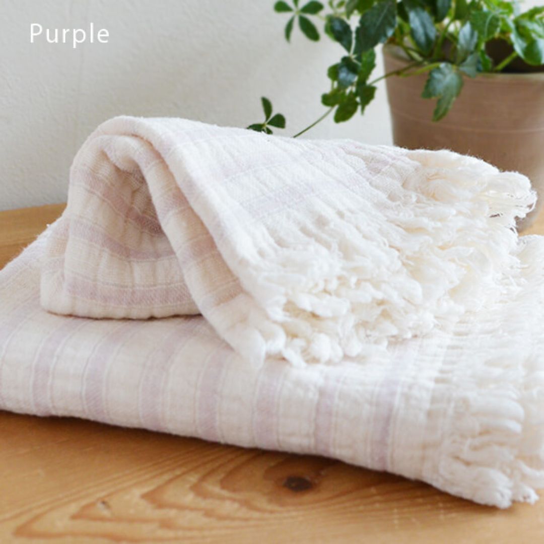 スラブガーゼボーダーウォッシュタオル（BR）