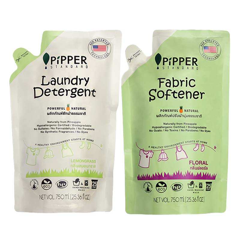 PiPPER STANDARD 衣類用洗剤&柔軟剤 詰替セット (レモングラス/フローラル)