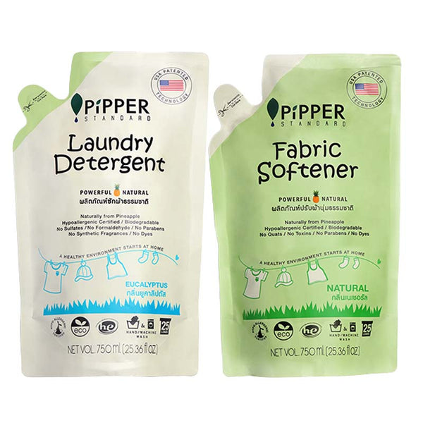 PiPPER STANDARD 衣類用洗剤&柔軟剤 詰替セット (ユーカリプタス/ナチュラル)