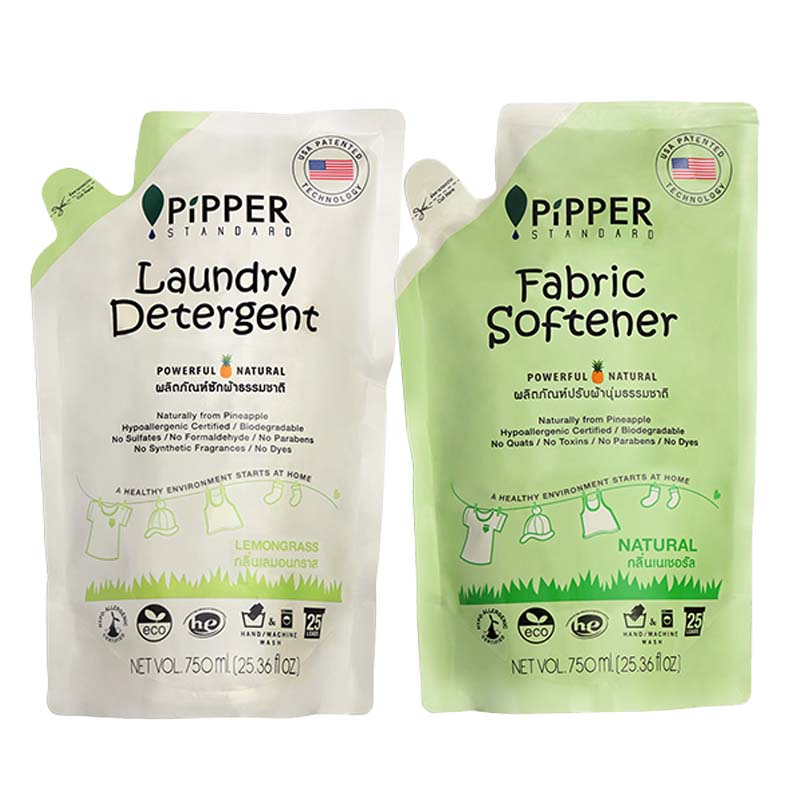 PiPPER STANDARD 衣類用洗剤&柔軟剤 詰替セット (レモングラス/ナチュラル)