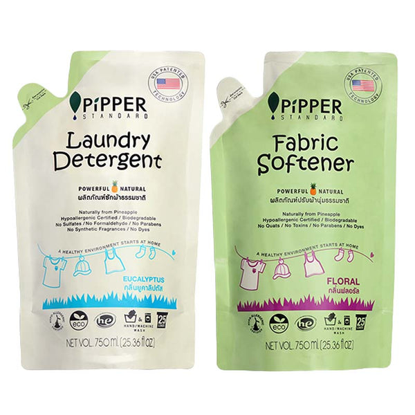 PiPPER STANDARD 衣類用洗剤&柔軟剤 詰替セット (ユーカリプタス/フローラル)